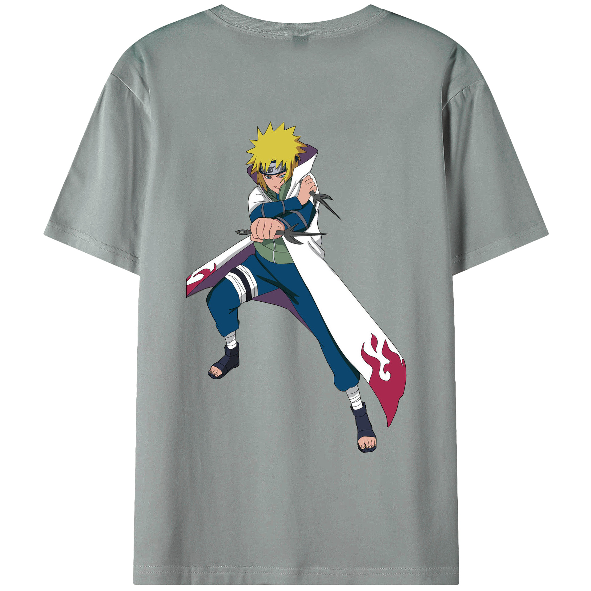 （画像用） NARUTO -ナルト- 波風 ミナト Namikaze Minato 綿100％ メンズ半袖Tシャツ（バックプリント） 通気性